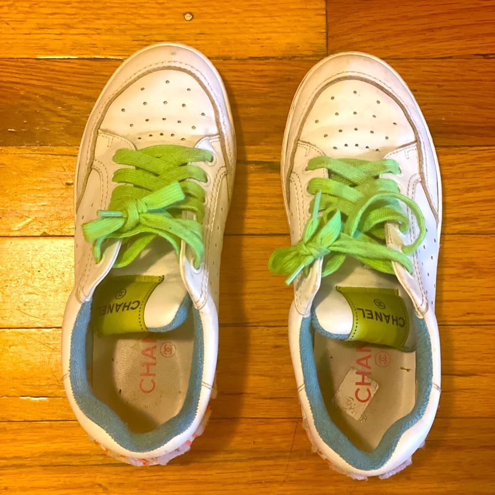 Chanel Neon Sports Trainer Sneakers, 38